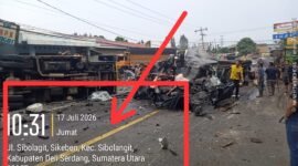 Lokasi Kejadian Tabrak Beruntun di Sibolangit, Jumat (17/7/2026)